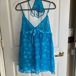 Victoria’s Secret Sheer Blue Heart Print Lingerie Set